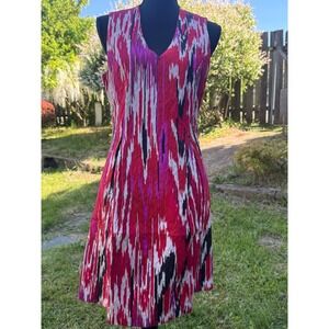 NATORI Womens Red Stretch Zippered Jacquard Textured DRESS SIZE 8 NWT